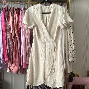 Elegant Cream Wrap Dress